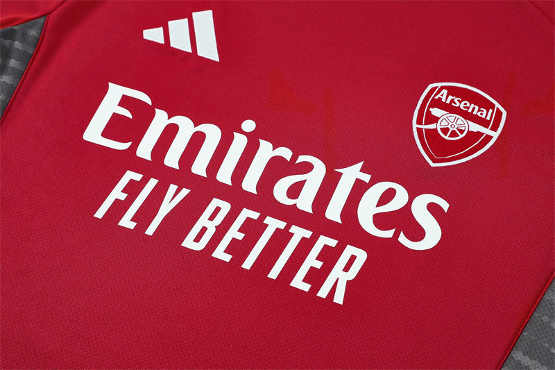 Ensemble Maillot Short Arsenal Homme/Enfant 2025 2026 Rouge Gris