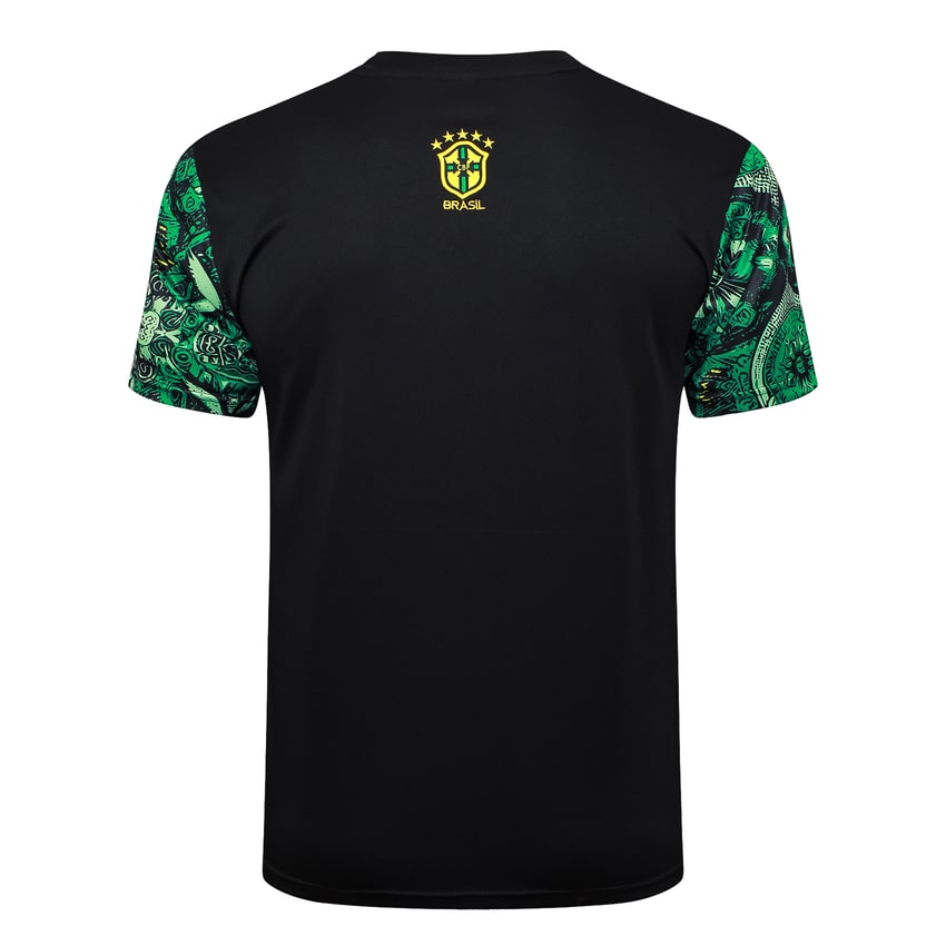 Ensemble Maillot Short Bresil Homme/Enfant 2024 2025 Vert Motif