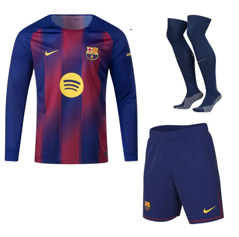 Maillot Kit Enfant Barca Manches Longues Domicile 2025 2026