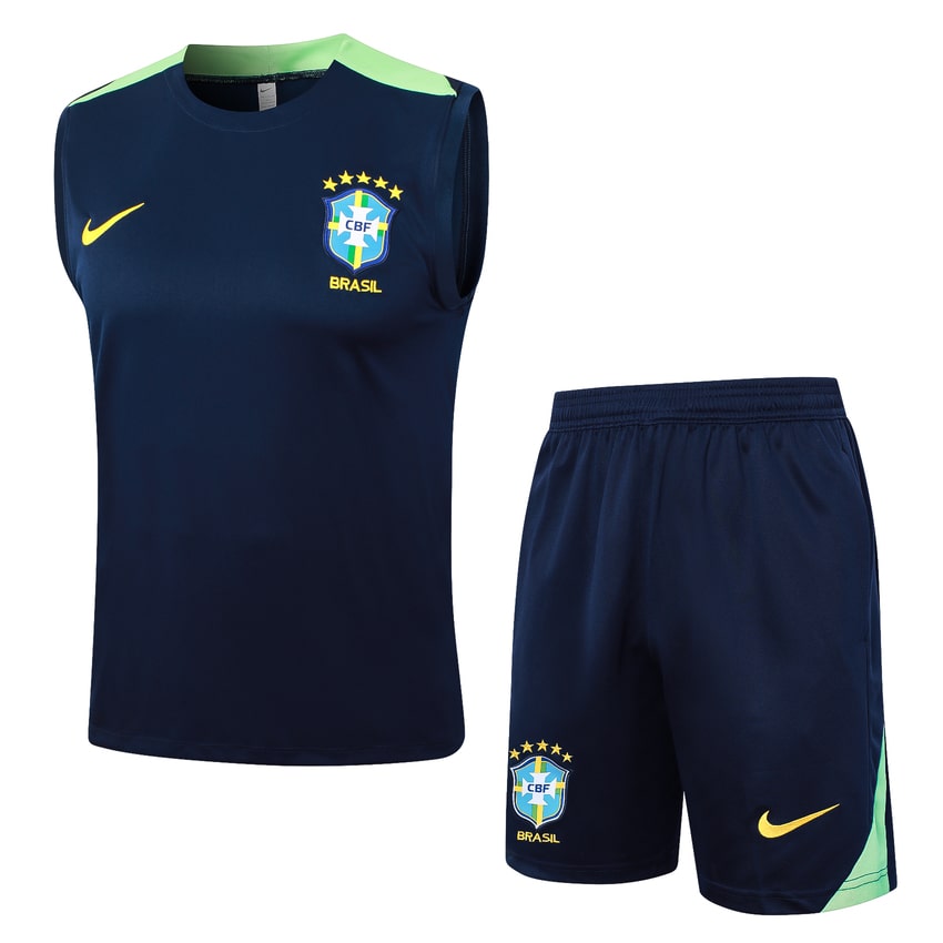 Debardeur Short Bresil Homme 2024 2025 Bleu Foncé