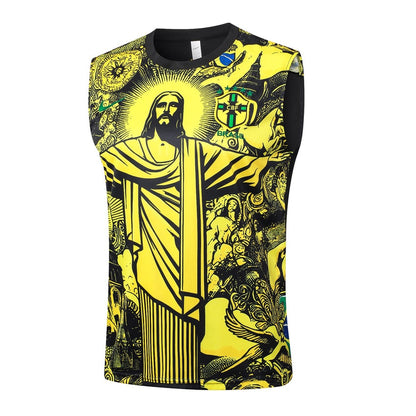 Debardeur Short Bresil Homme 2024 2025 Jaune Motif