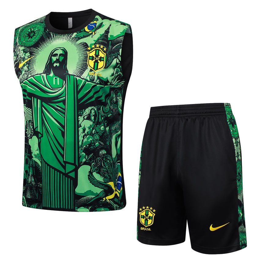 Debardeur Short Bresil Homme 2024 2025 Vert Motif