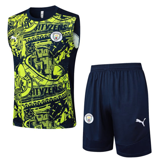 Debardeur Short Manchester City Homme 2024 2025 Jaune Noir