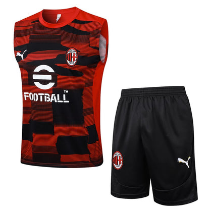 Debardeur Short Milan AC Homme 2024 2025 Rouge Noir