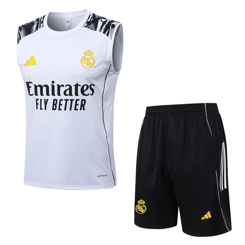 Debardeur Short Real Madrid Homme 2025 2026 Blanc Tache
