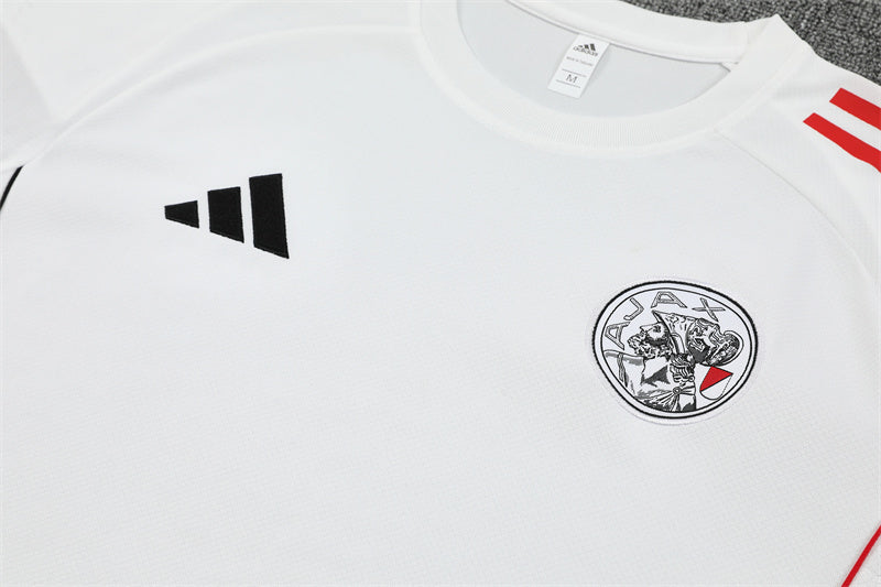 Ensemble Maillot Short Ajax Amsterdam Homme/Enfant 2025 2026 Blanc