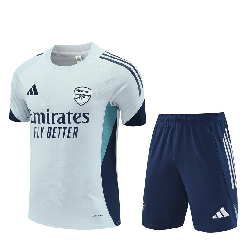 Ensemble Maillot Short Arsenal Homme/Enfant 2025 2026 Gris Clair