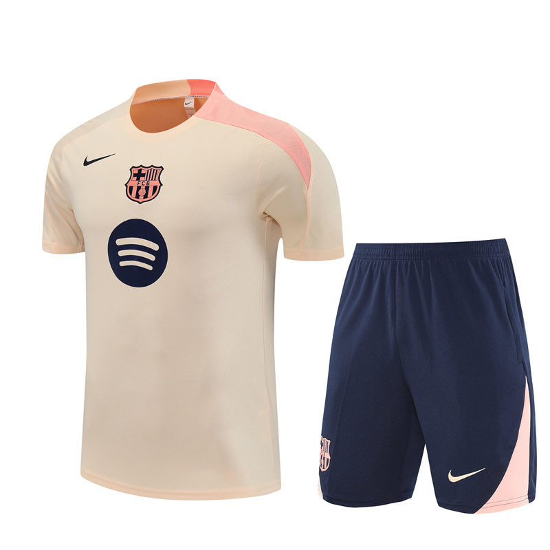 Maillot Short Training Barcelone Homme/Enfant Beige 2025 2026