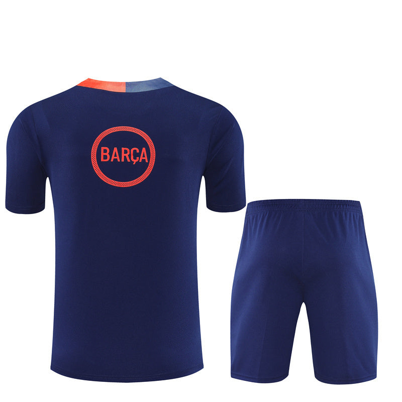 Ensemble Maillot Short Barcelone Homme/Enfant 2025 2026 Bleu Sombre