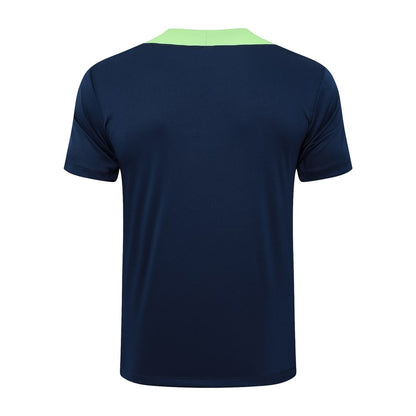 Ensemble Maillot Short Bresil Homme/Enfant 2024 2025 Bleu Foncé