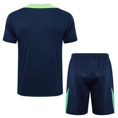Ensemble Maillot Short Bresil Homme/Enfant 2024 2025 Bleu Foncé