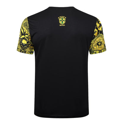 Ensemble Maillot Short Bresil Homme/Enfant 2024 2025 Jaune Motif