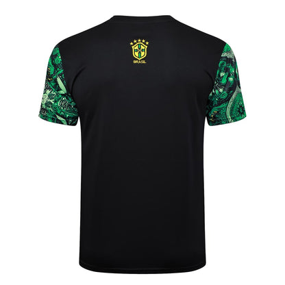 Ensemble Maillot Short Bresil Homme/Enfant 2024 2025 Vert Motif