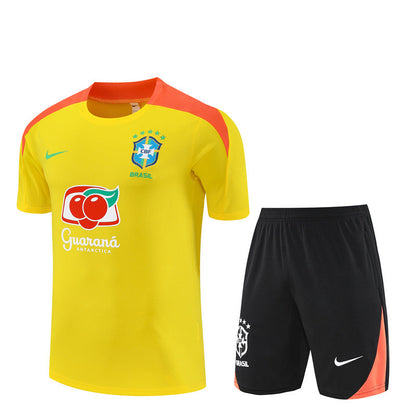 Ensemble Maillot Short Bresil Homme/Enfant 2025 2026 Jaune