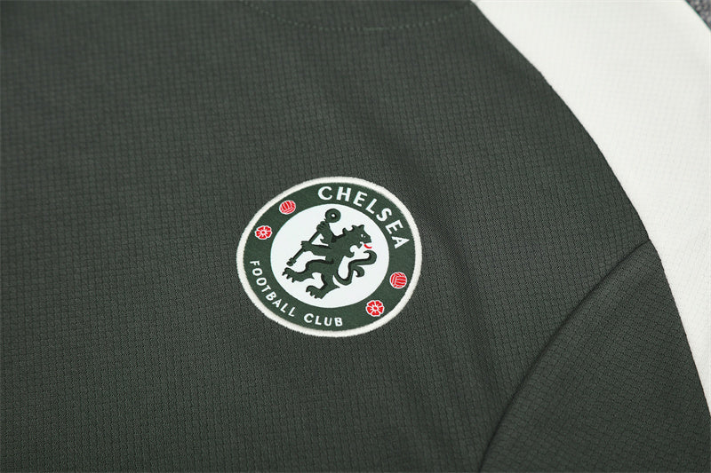 Ensemble Maillot Short Chelsea Homme/Enfant 2025 2026 Vert Armée