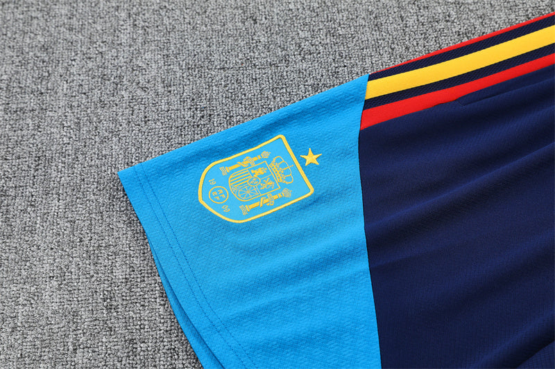 Ensemble Maillot Short Espagne Homme/Enfant 2026 2027 Bleu Foncé