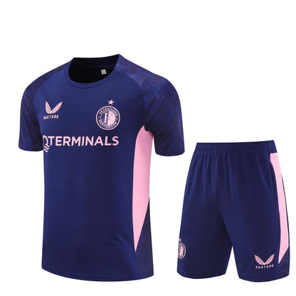 Ensemble Maillot Short Feyenoord Homme/Enfant 2025 2026 Bleu Rose