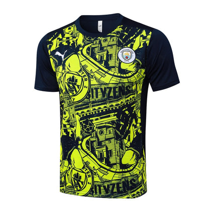 Ensemble Maillot Short Manchester City Homme 2024 2025 Jaune Noir