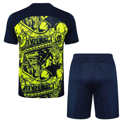 Ensemble Maillot Short Manchester City Homme 2024 2025 Jaune Noir