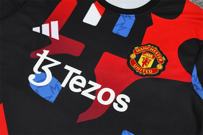 Ensemble Maillot Short Manchester United Homme/Enfant 2024 2025 Noir Camouflage