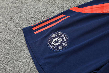 Ensemble Maillot Short Manchester United Homme/Enfant 2024 2025 Orange Bleu