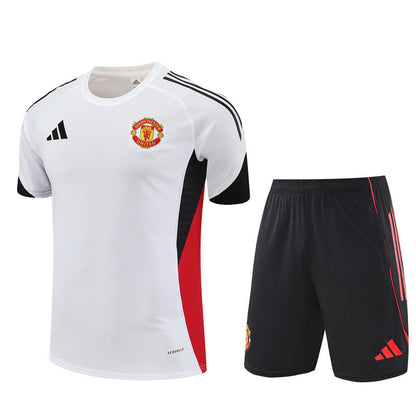 Ensemble Maillot Short Manchester United Homme/Enfant 2025 2026 Blanc Rouge