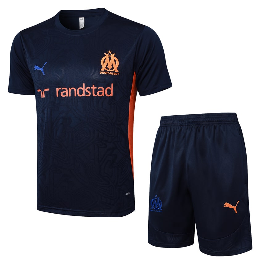 Ensemble Maillot Short Marseille OM Homme 2025 2026 Bleu Foncé