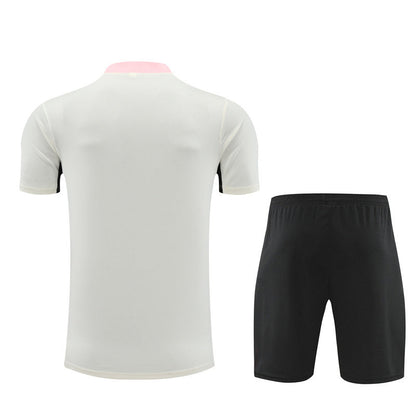 Ensemble Maillot Short PSG Homme/Enfant 2024 2025 Blanc Rose