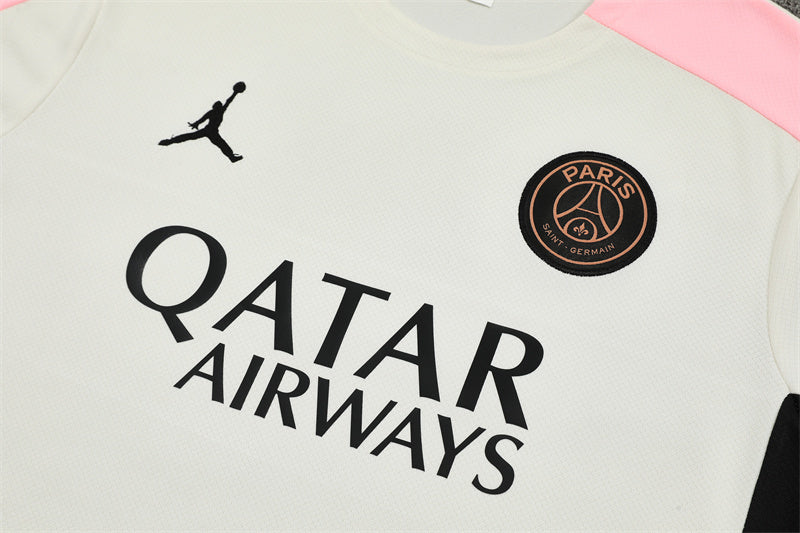 Ensemble Maillot Short PSG Homme/Enfant 2024 2025 Blanc Rose