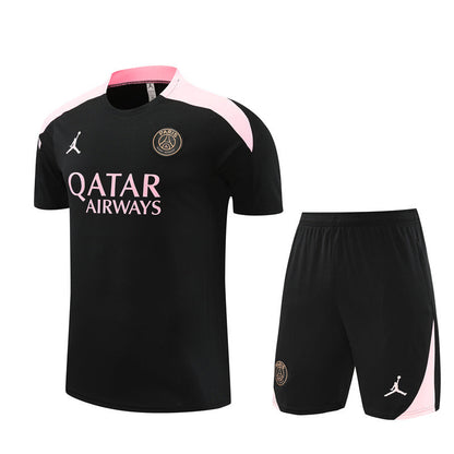 Ensemble Maillot Short PSG Homme/Enfant 2024 2025 Noir Rose