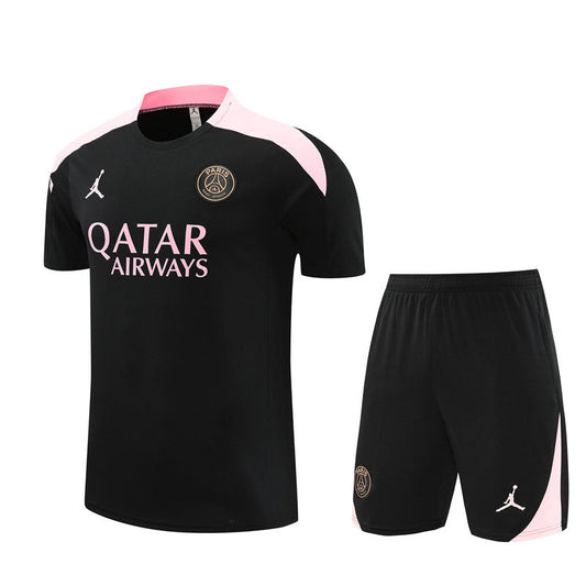 Ensemble Maillot Short PSG Homme/Enfant 2024 2025 Noir Rose