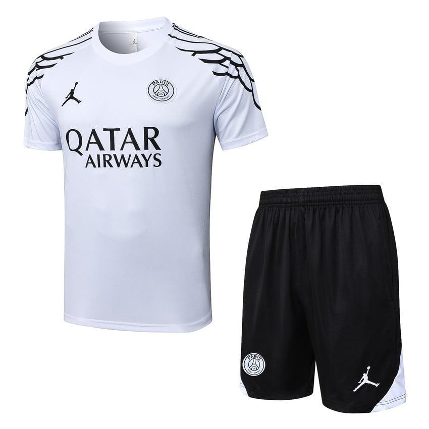 Ensemble Maillot Short PSG Homme/Enfant 2025 2026 Blanc Clair