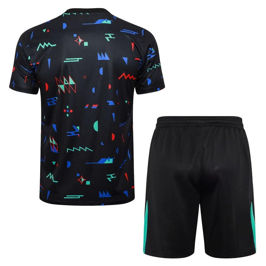 Ensemble Maillot Short Portugal Homme 2024 2025 Noir Motif