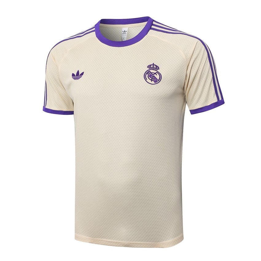 Ensemble Maillot Short Real Madrid Homme 2025 2026 Beige Violet