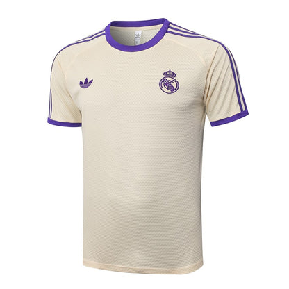 Ensemble Maillot Short Real Madrid Homme 2025 2026 Beige Violet