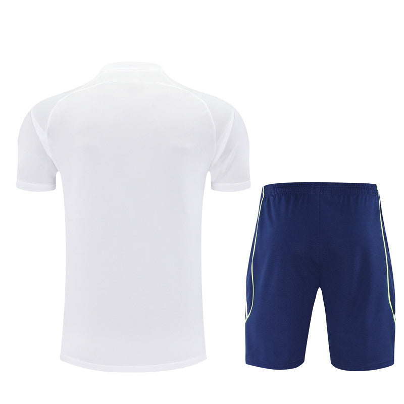 Ensemble Maillot Short Real Madrid Homme/Enfant 2025 2026 Blanc Bleu Sombre
