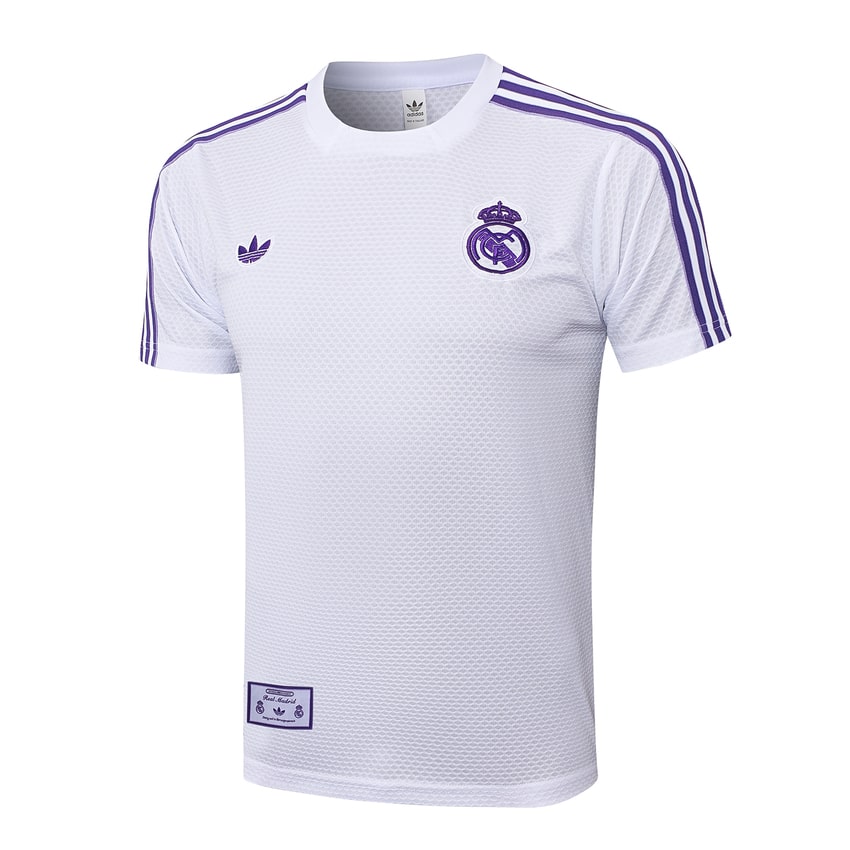 Ensemble Maillot Short Real Madrid Homme/Enfant 2025 2026 Blanc Violet