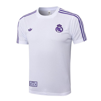 Ensemble Maillot Short Real Madrid Homme/Enfant 2025 2026 Blanc Violet