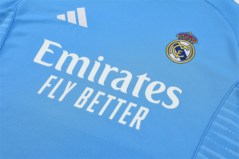 Ensemble Maillot Short Real Madrid Homme/Enfant 2025 2026 Bleu Ciel