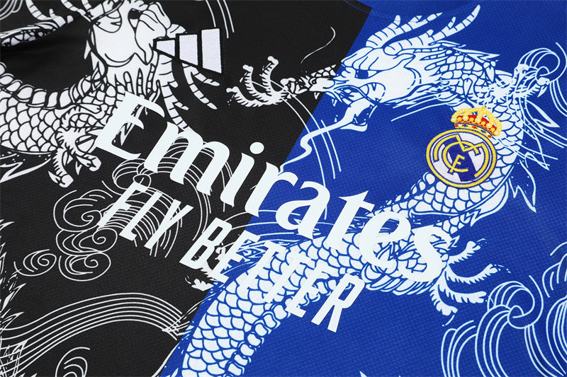 Ensemble Maillot Short Real Madrid Homme/Enfant 2025 2026 Noir Bleu Edition Limitée