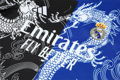 Ensemble Maillot Short Real Madrid Homme/Enfant 2025 2026 Noir Bleu Edition Limitée