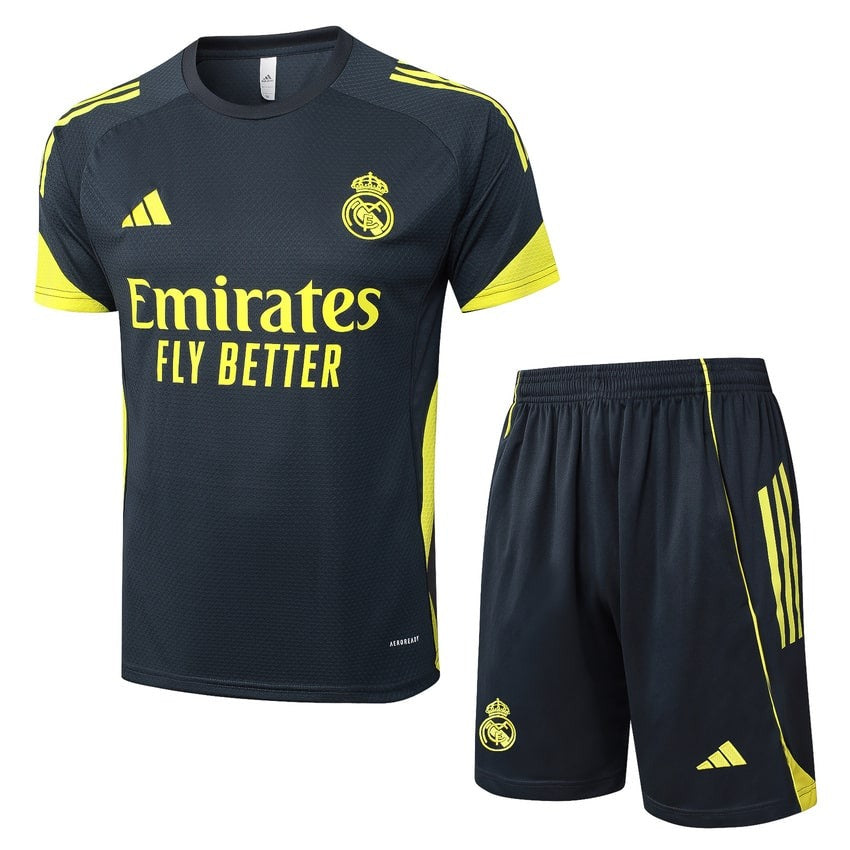 Ensemble Maillot Short Real Madrid Homme/Enfant 2025 2026 Noir Foncé