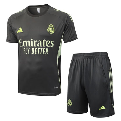 Ensemble Maillot Short Real Madrid Homme/Enfant 2025 2026 Noir Jaune