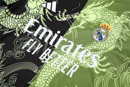 Ensemble Maillot Short Real Madrid Homme/Enfant 2025 2026 Noir Vert Edition Limitée