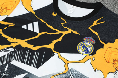 Ensemble Maillot Short Real Madrid Marvel Homme/Enfant 2025 2026 Jaune Blanc