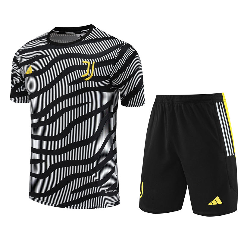 Maillot Training Juventus Gris Rayures Homme/Enfant 2023-2024