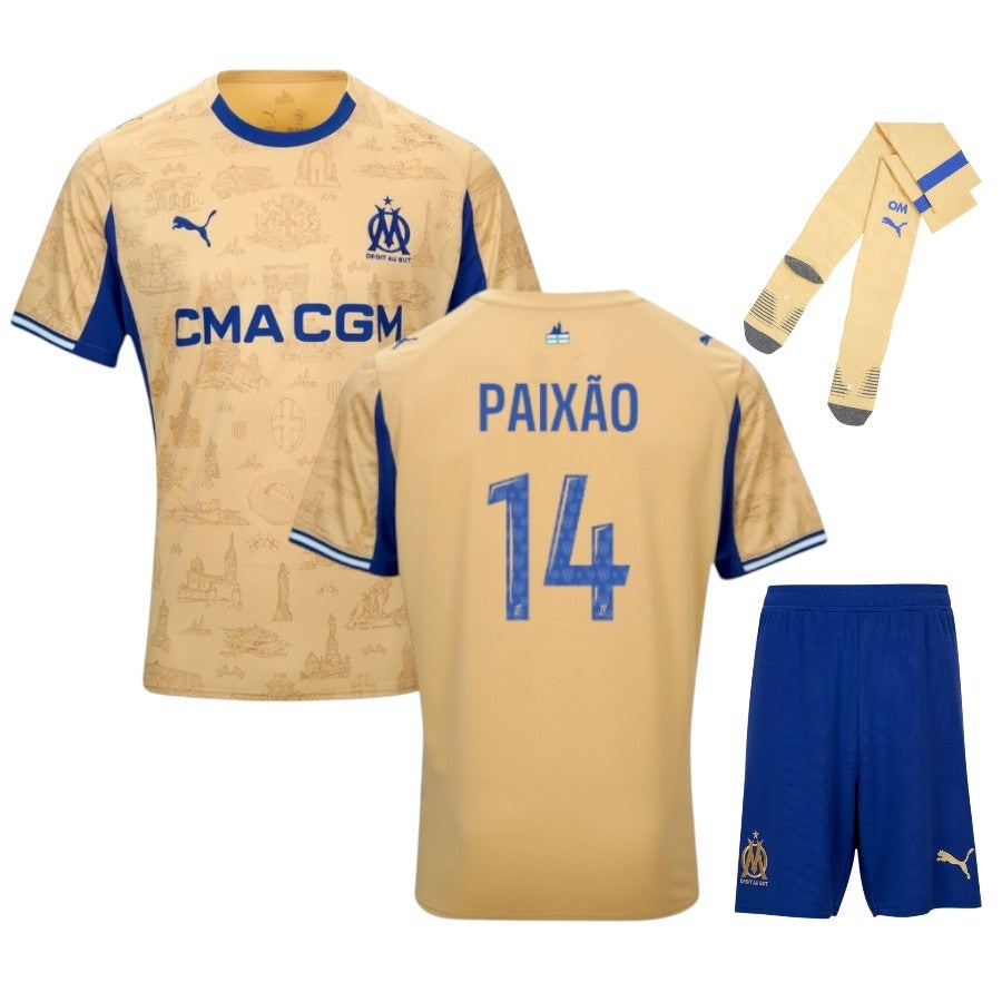 Maillot Kit Enfant Marseille Aubameyang Or Fourth 2025 2026