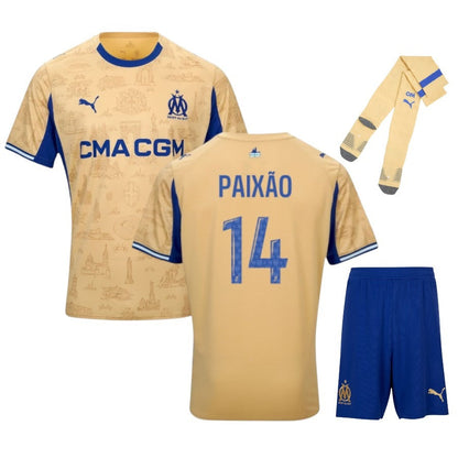 Maillot Kit Enfant Marseille T.Weah Or Fourth 2025 2026