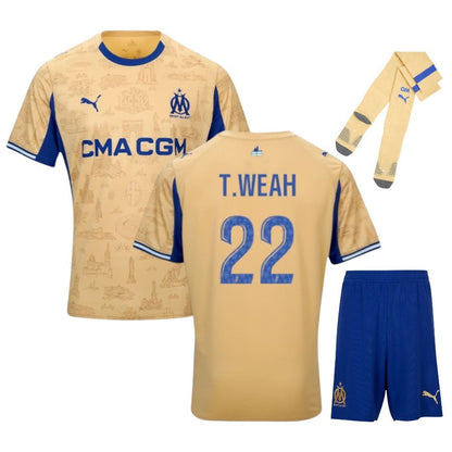 Maillot Kit Enfant Marseille T.Weah Or Fourth 2025 2026