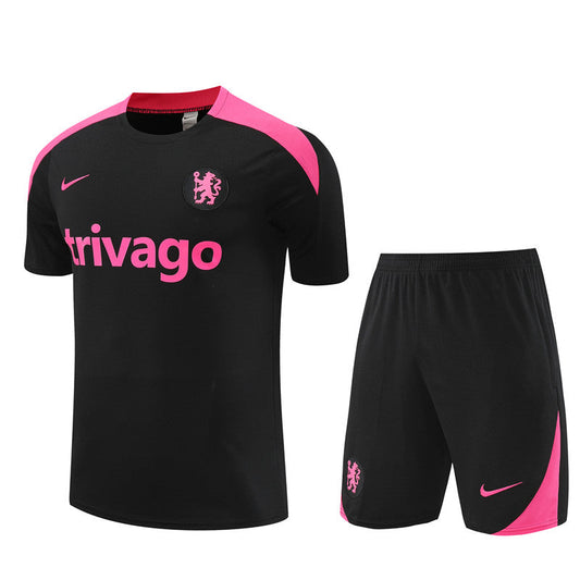 Maillot/Short entraînement Chelsea Noir/Rose 2024/25